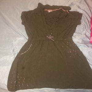 Cat and jack green dress with splash of paint